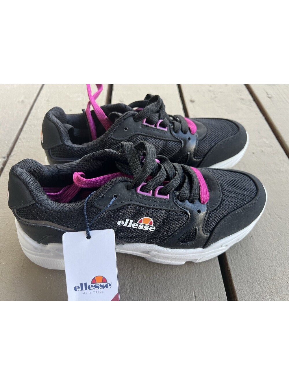 Ellesse Women's Indus Leather Casual Sneakers Black/Multi Size 8